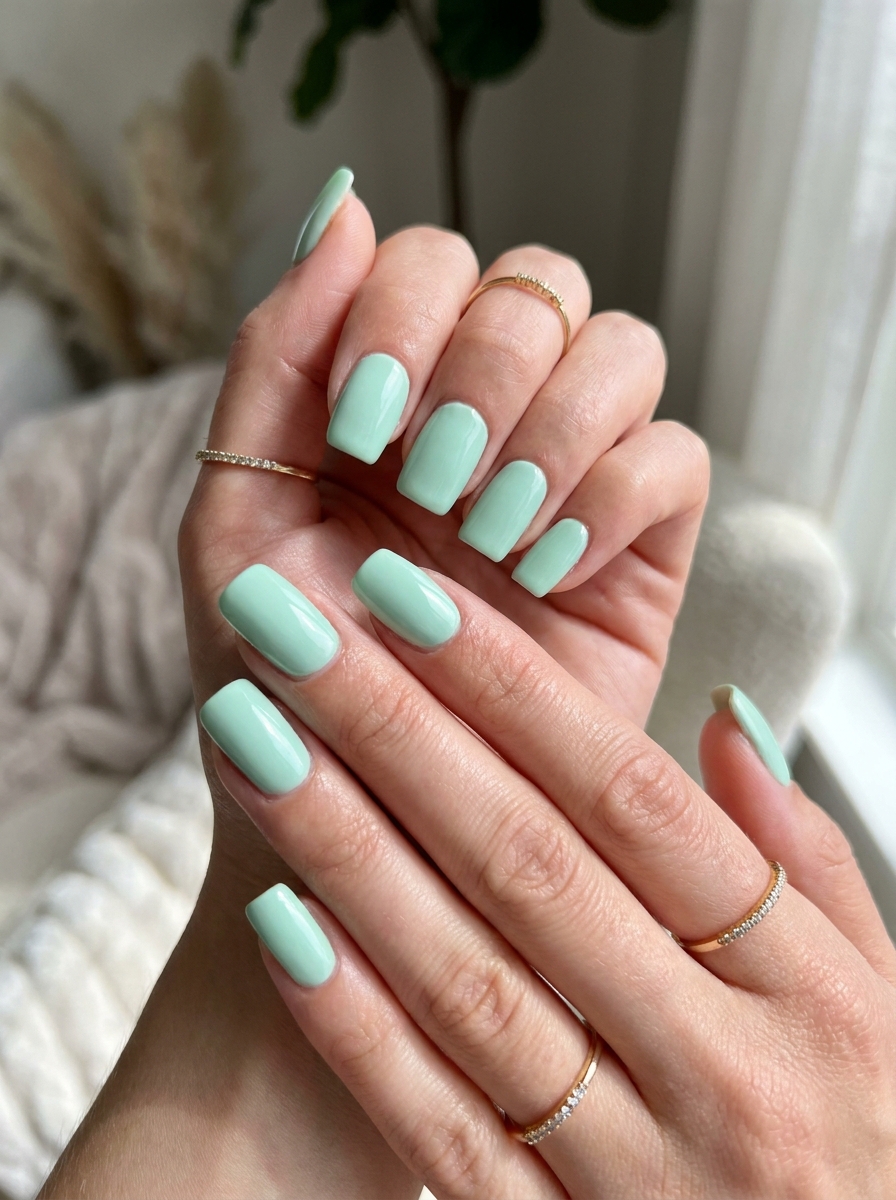 Mint Square Nails